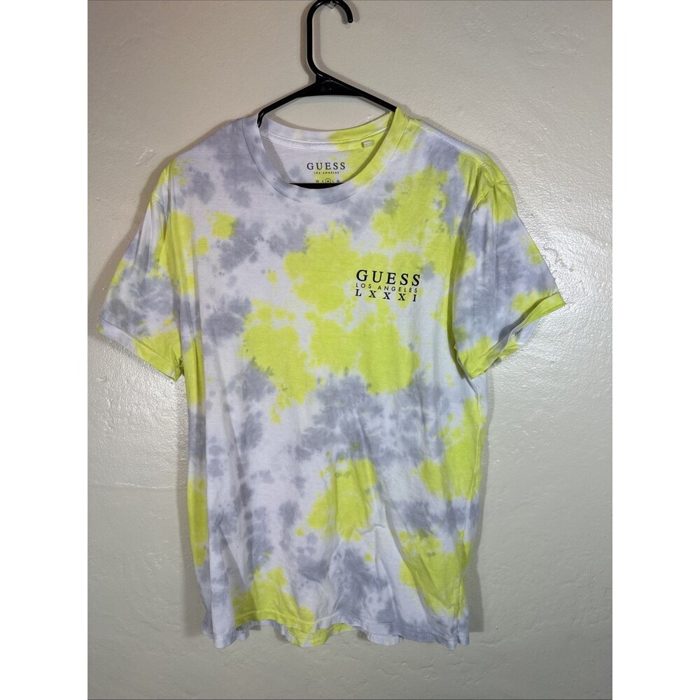 Guess M Tie Due Men’s Yellow White Gray Shirt Short Sleeve Los Angeles - Picture 1 of 3